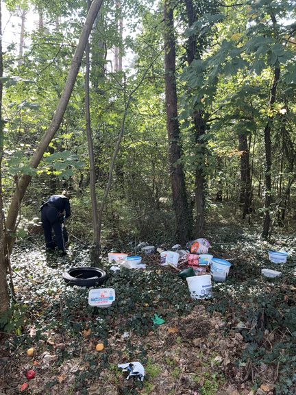 Farbeimer im Wald